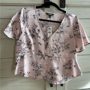 Express Light Pink Floral Blouse